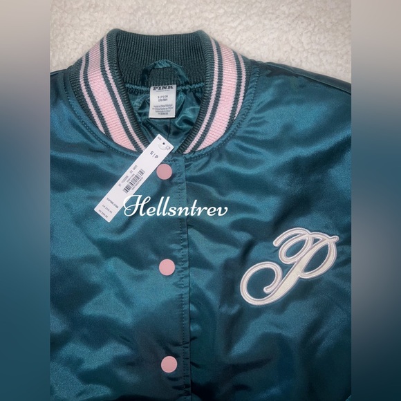 Victoria’s Secret PINK VARSITY JACKET DEEP FOREST LIMITED EDITION SIZE SMALL - Picture 4 of 13